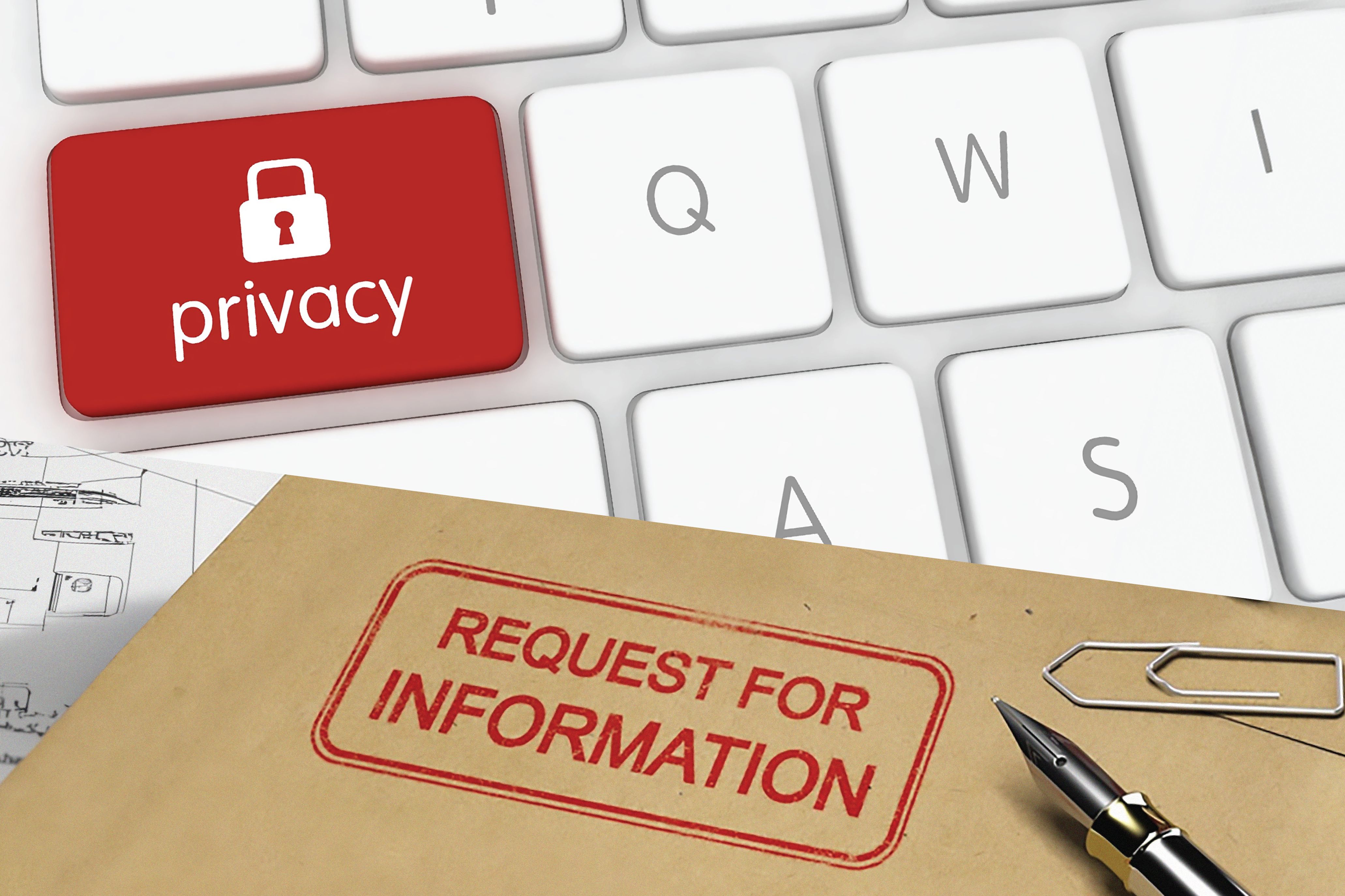 privacy key on keyboard and access to information stamp