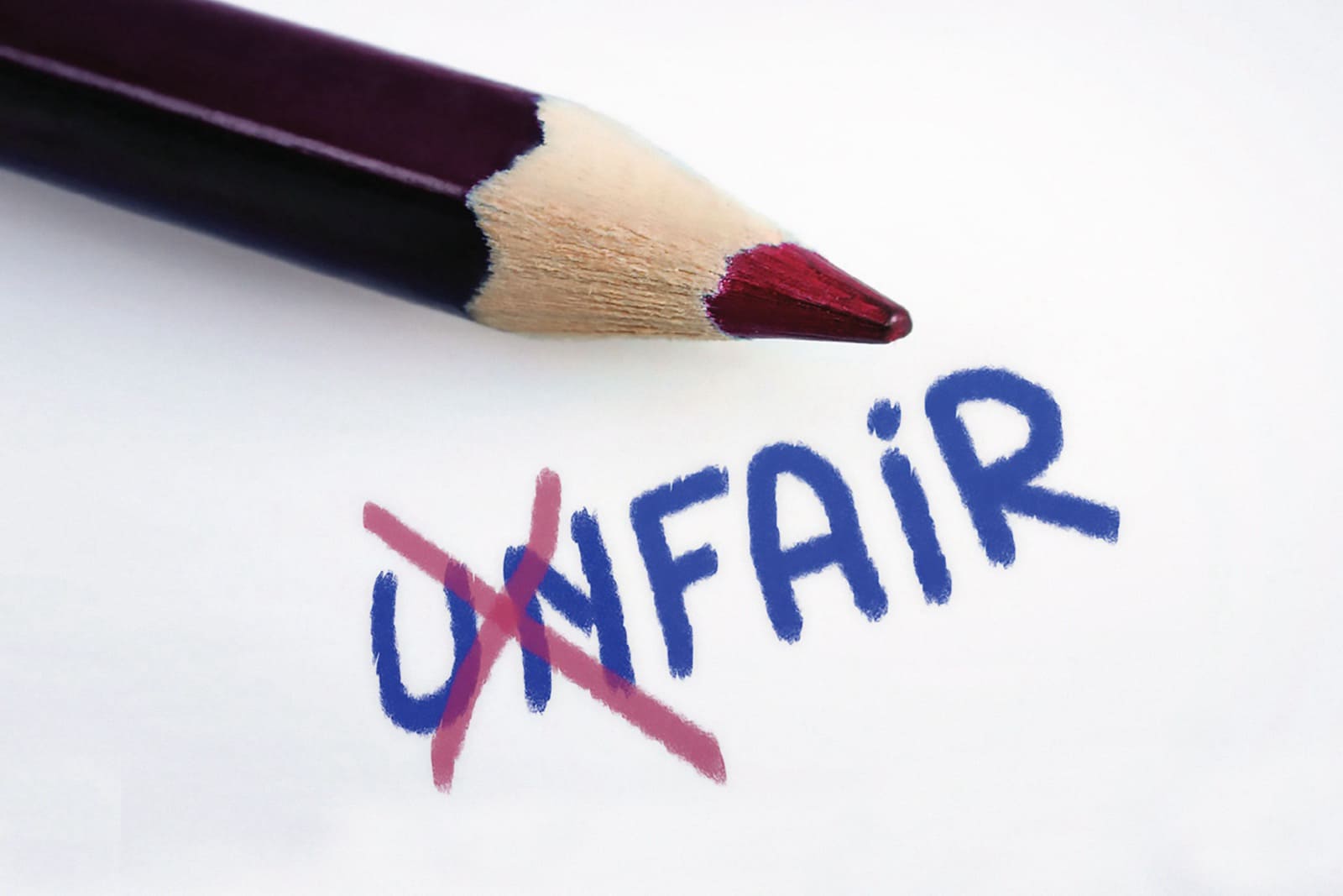 unfair written in pencil crayon