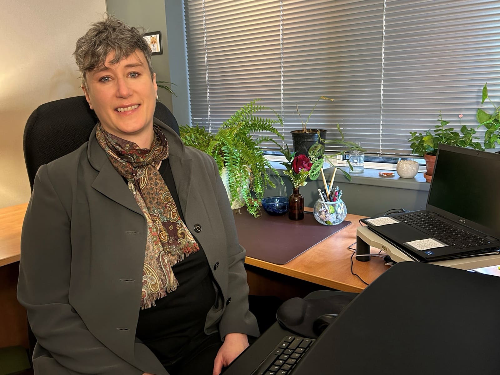 Tara Marten at desk